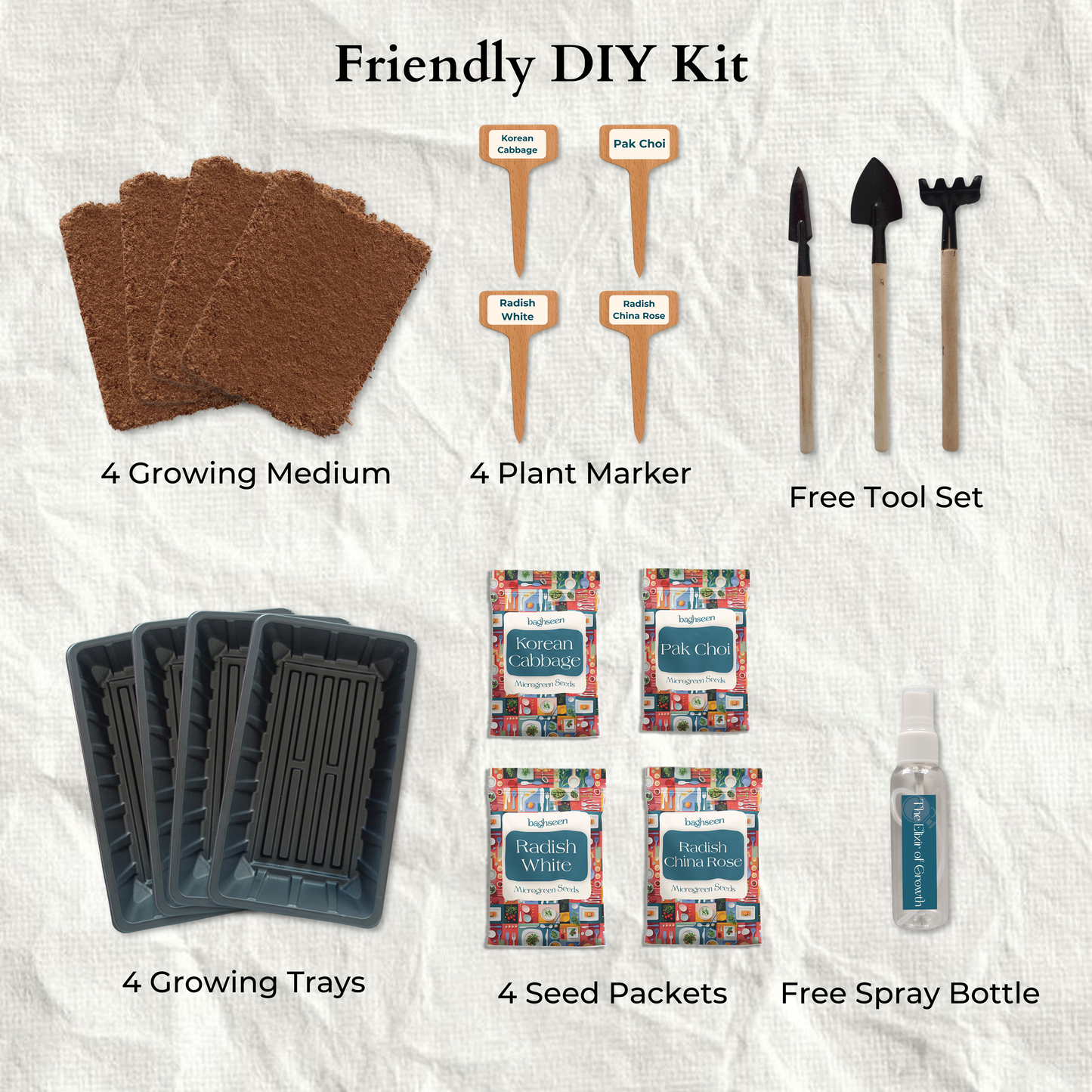 Asian Microgreens Starter Grow Kit Set of 4