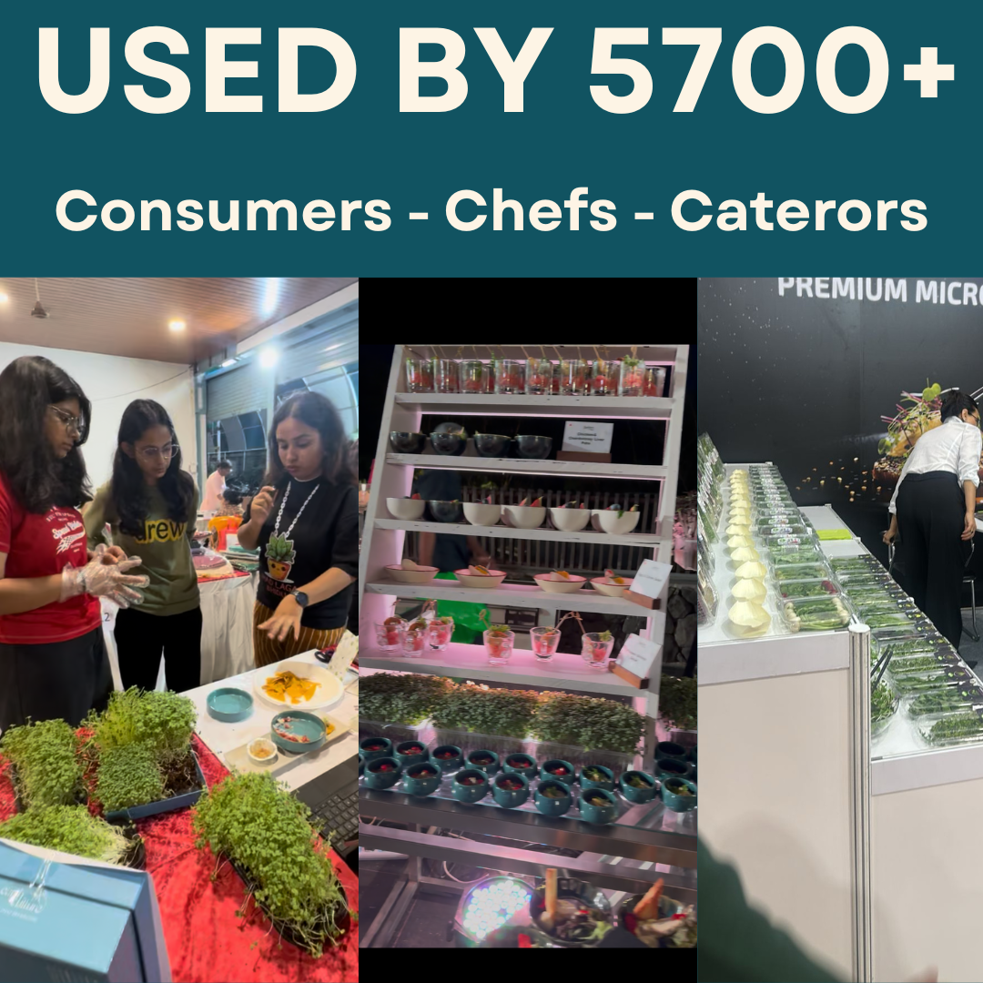 Collage of images showing food preparation and display, with text indicating usage by 5700+ consumers, chefs, and caterers.